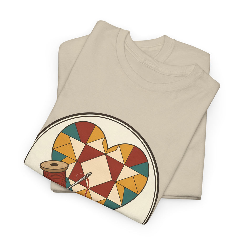 Piecing Myself Together Quilting Plus Size Tee up to 5XL, Quilt Heart Badge Shirt, Retro Quilter Gift, Patchwork Lover