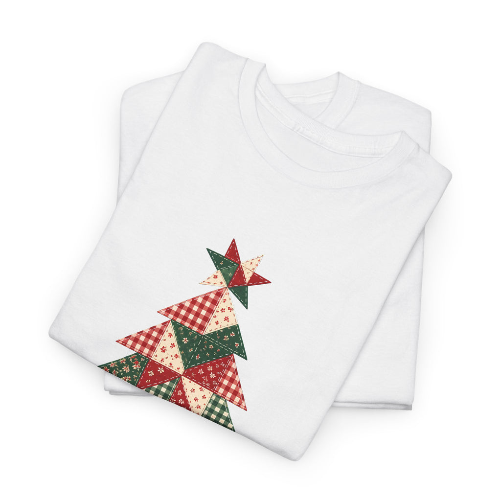 Quilt Block Christmas Tree Plus Size Tee up to 5XL, Patchwork Quilter Holiday Tee or Tote, Gift for Quilters
