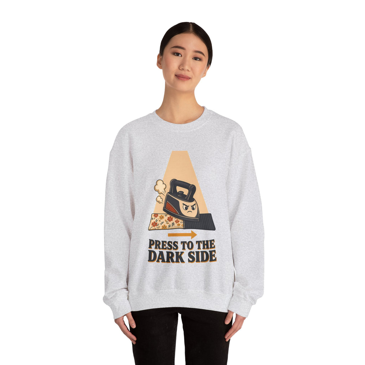 Press to the Dark Side Quilting Sweatshirt, Funny Iron Seam Pressing Crewneck, Quilter Humor Gift, Sewing Sweater