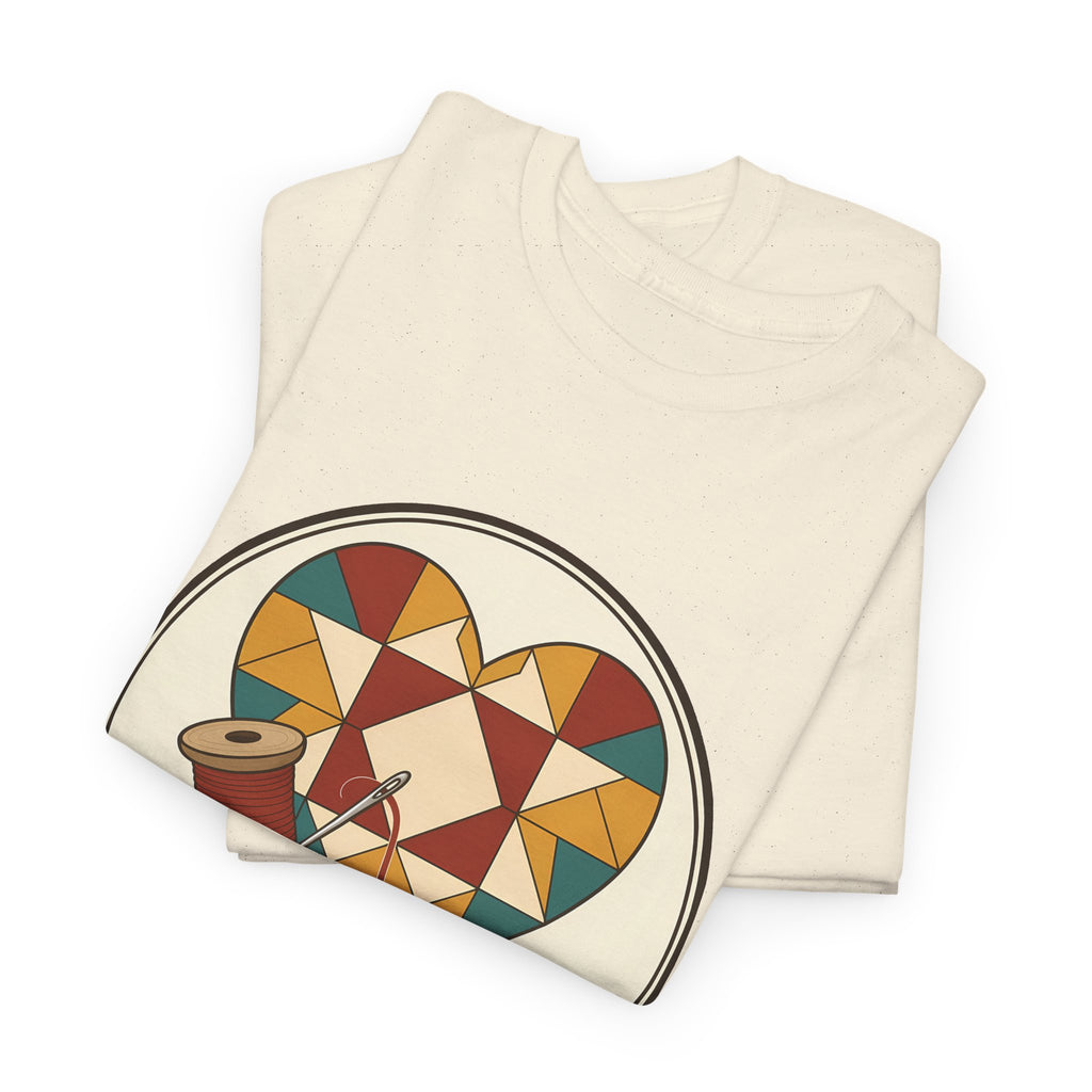 Piecing Myself Together Quilting Plus Size Tee up to 5XL, Quilt Heart Badge Shirt, Retro Quilter Gift, Patchwork Lover