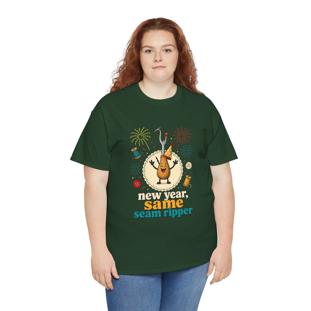 New Year Same Seam Ripper Plus Size Tee up to 5XL, Funny Sewing New Years Shirt, Quilter Humor Gift, Sewist Party Tee