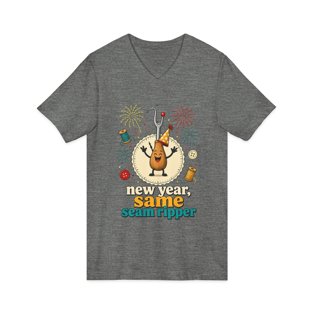 New Year Same Seam Ripper V-Neck Shirt, Funny Sewing New Years Tee, Quilter Humor Gift, Sewist Party Shirt or Tote