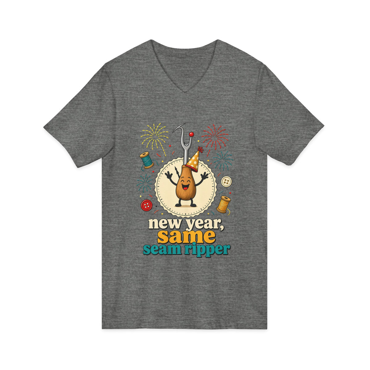 New Year Same Seam Ripper V-Neck Shirt, Funny Sewing New Years Tee, Quilter Humor Gift, Sewist Party Shirt or Tote
