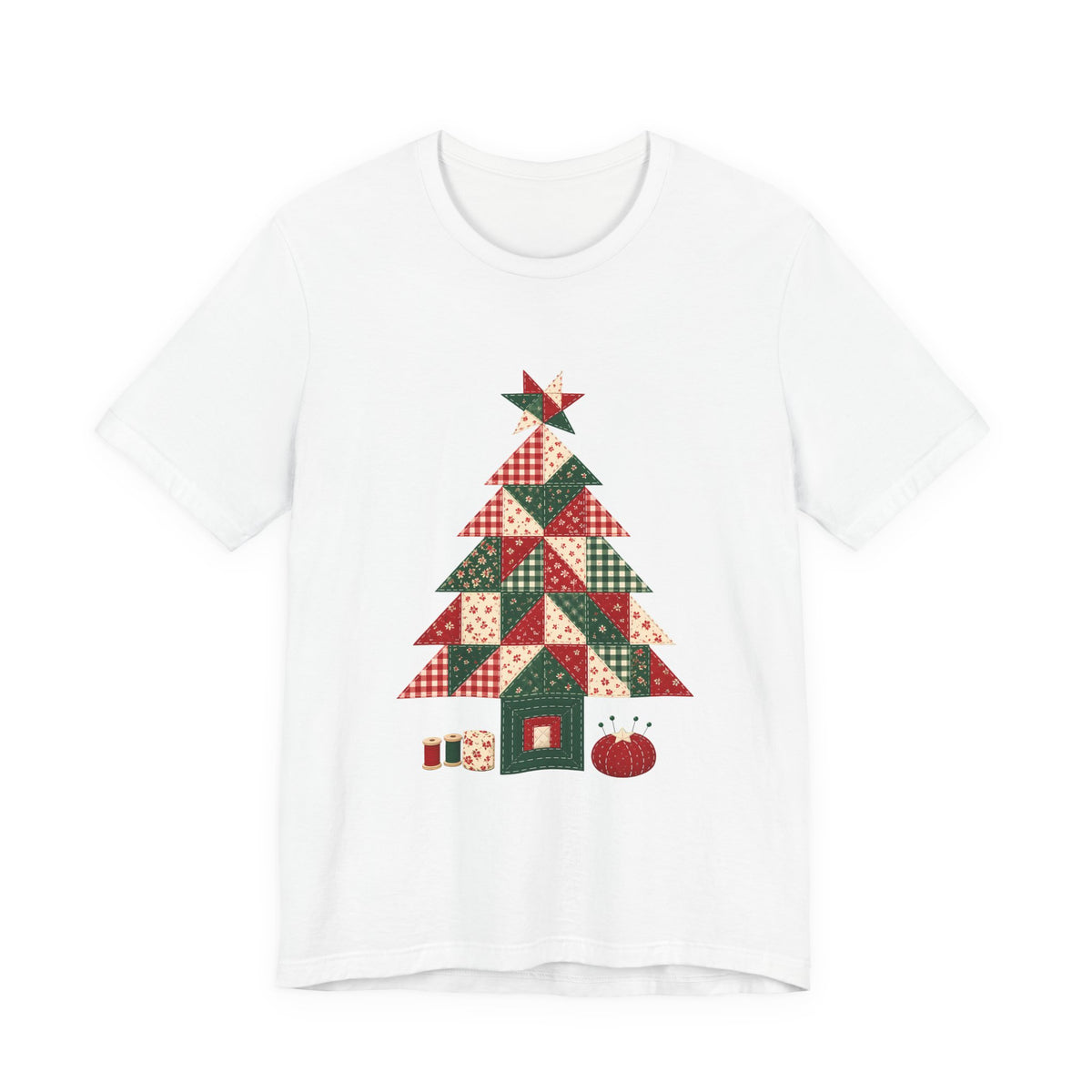 Quilt Block Christmas Tree Shirt, Patchwork Quilter Holiday Tee or Tote, Gift for Quilters, Sewing Christmas Sweatshirt