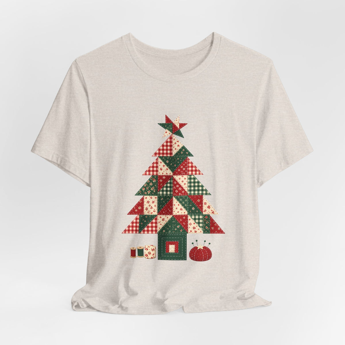 Quilt Block Christmas Tree Shirt, Patchwork Quilter Holiday Tee or Tote, Gift for Quilters, Sewing Christmas Sweatshirt