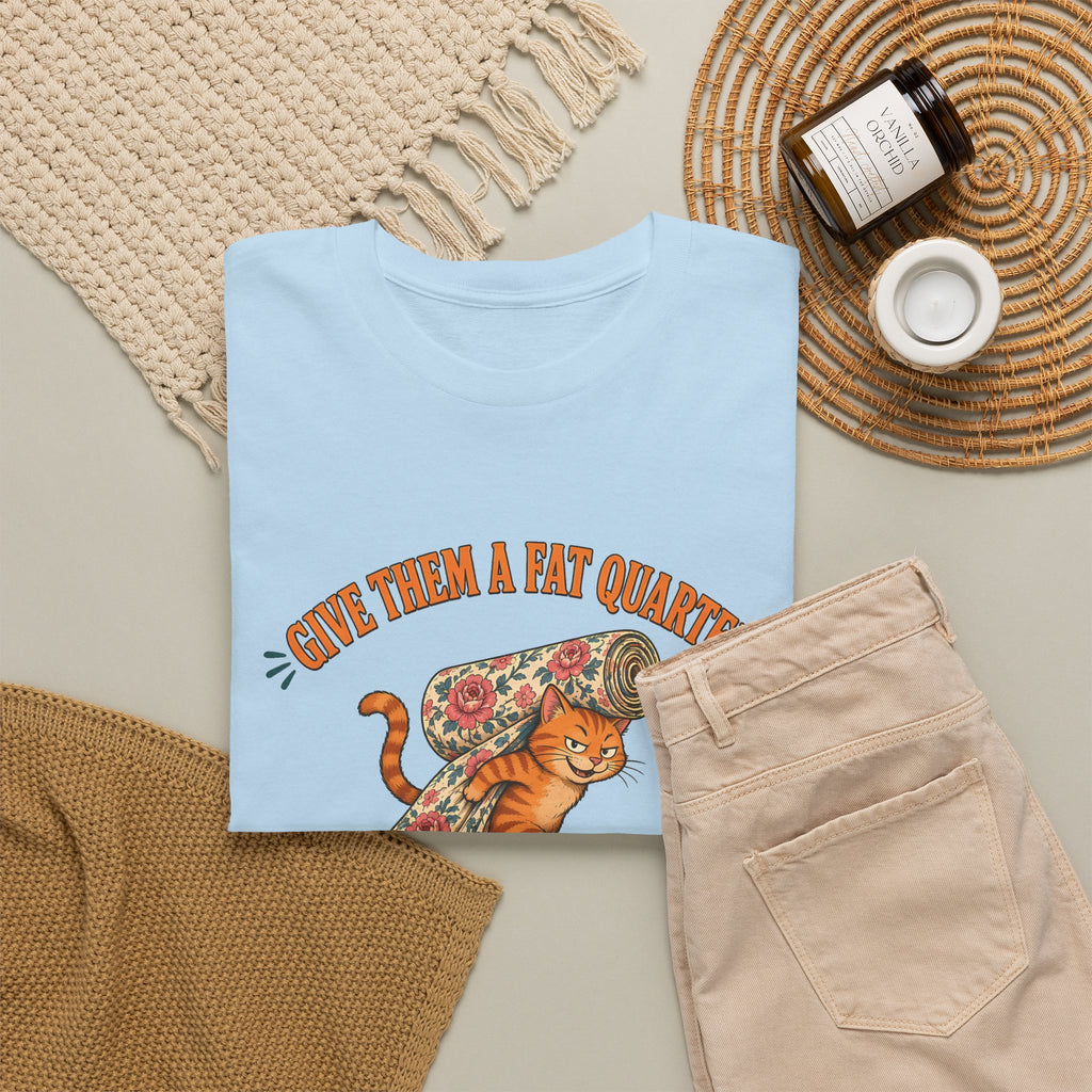 Give Them a Fat Quarter They Will Take a Yard Plus Size Tee up to 5XL, Funny Cat Quilting Shirt, Quilter Gift
