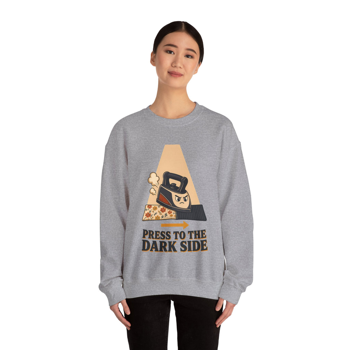 Press to the Dark Side Quilting Sweatshirt, Funny Iron Seam Pressing Crewneck, Quilter Humor Gift, Sewing Sweater