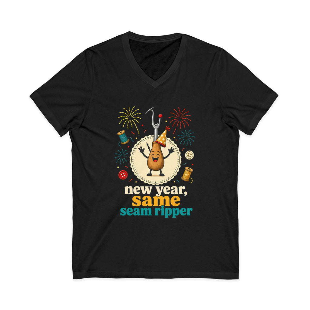New Year Same Seam Ripper V-Neck Shirt, Funny Sewing New Years Tee, Quilter Humor Gift, Sewist Party Shirt or Tote
