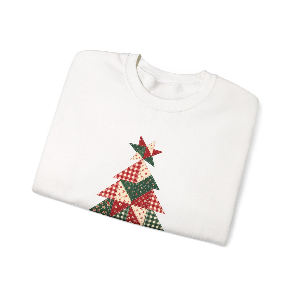 Quilt Block Christmas Tree Sweatshirt, Patchwork Quilter Holiday Crewneck, Gift for Quilters, Sewing Christmas Sweater