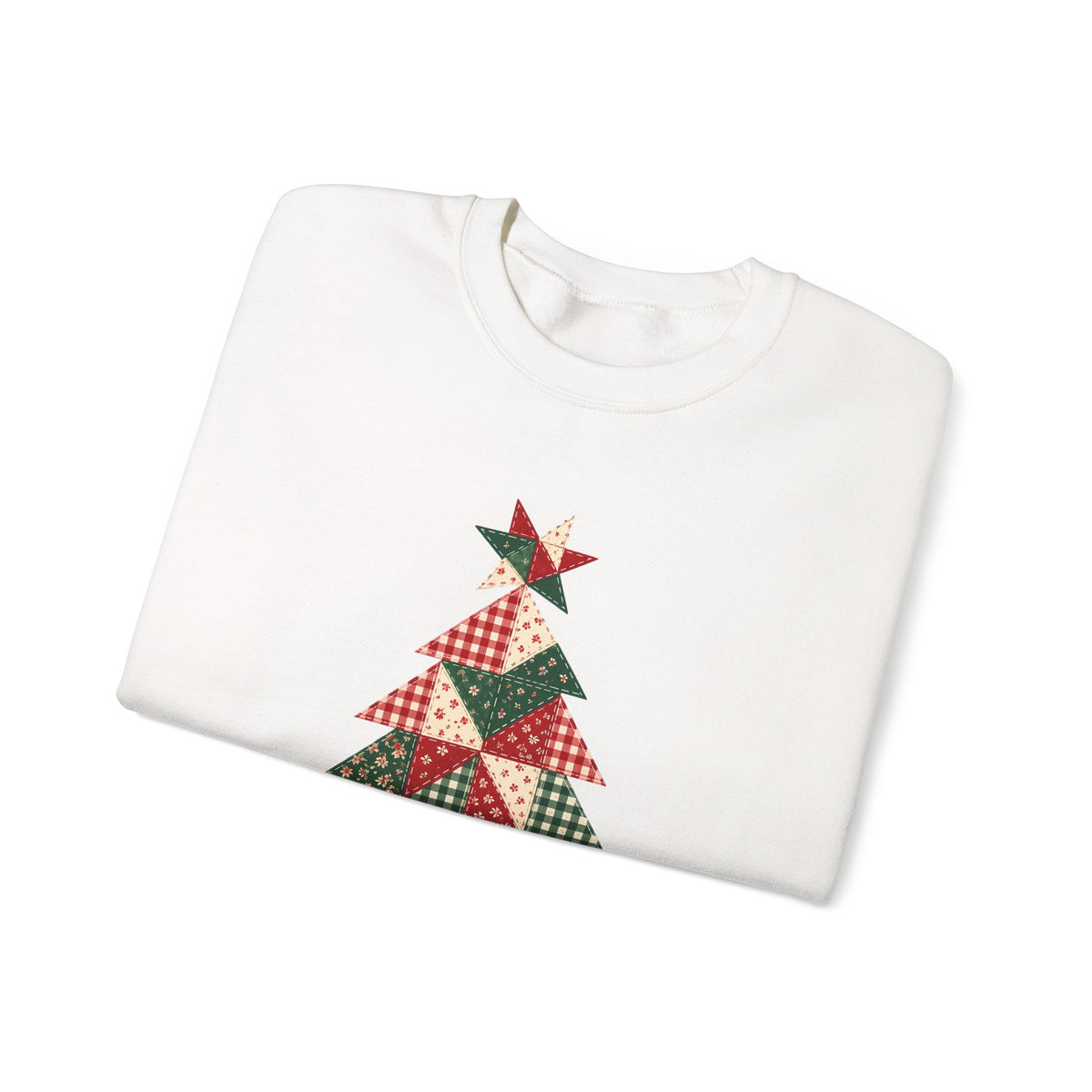 Quilt Block Christmas Tree Sweatshirt, Patchwork Quilter Holiday Crewneck, Gift for Quilters, Sewing Christmas Sweater