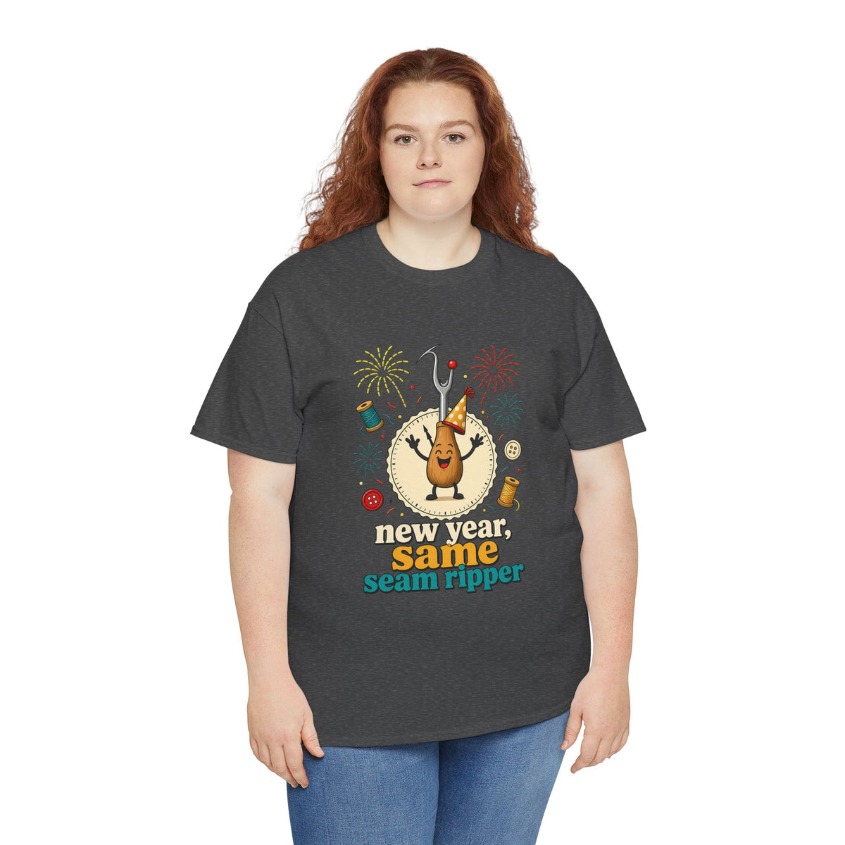 New Year Same Seam Ripper Plus Size Tee up to 5XL, Funny Sewing New Years Shirt, Quilter Humor Gift, Sewist Party Tee