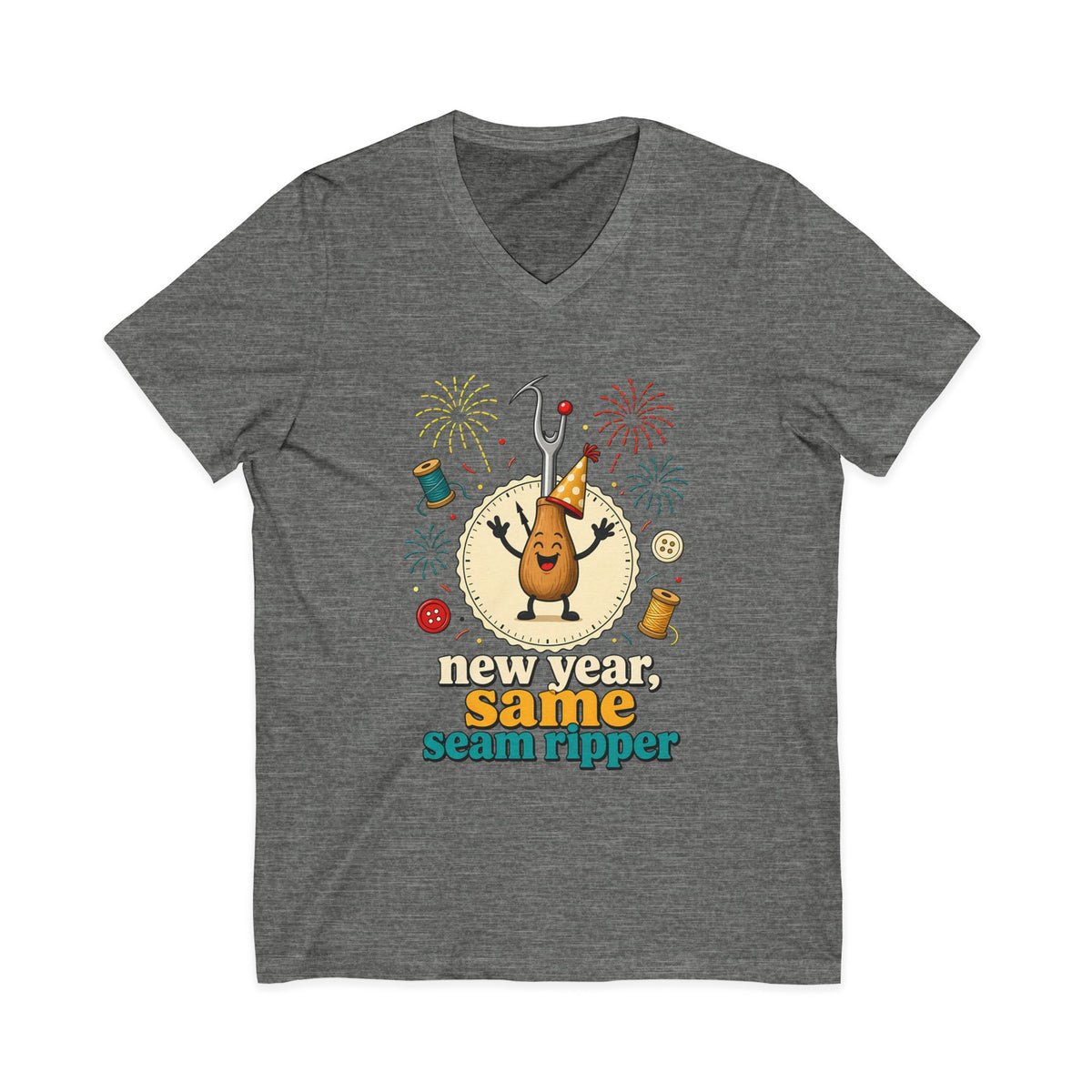 New Year Same Seam Ripper V-Neck Shirt, Funny Sewing New Years Tee, Quilter Humor Gift, Sewist Party Shirt or Tote