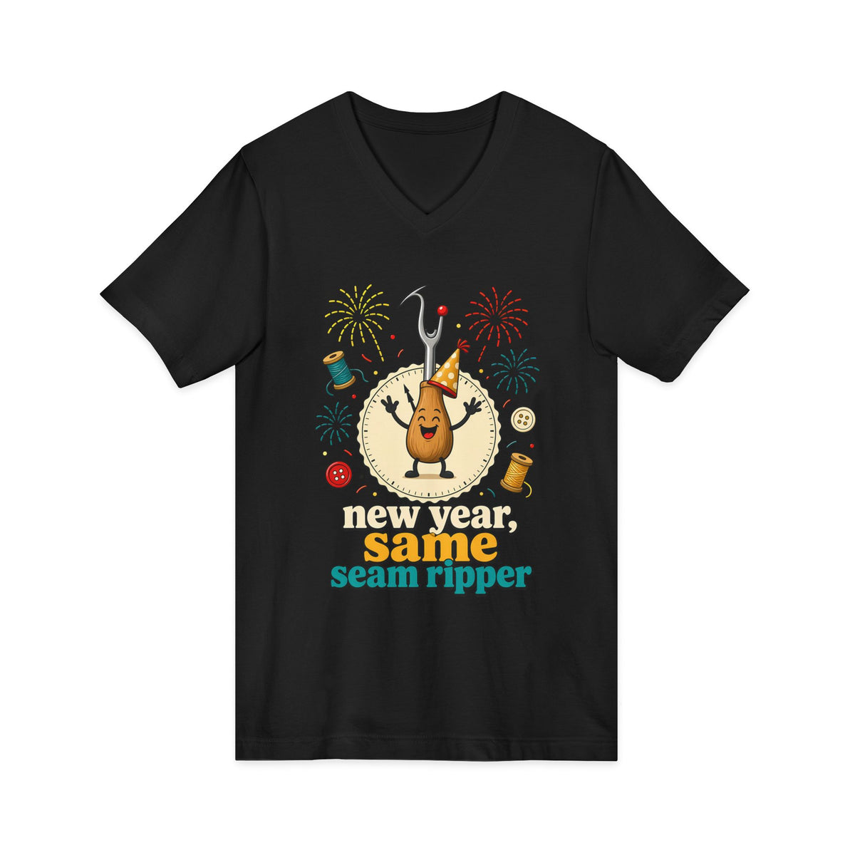 New Year Same Seam Ripper V-Neck Shirt, Funny Sewing New Years Tee, Quilter Humor Gift, Sewist Party Shirt or Tote