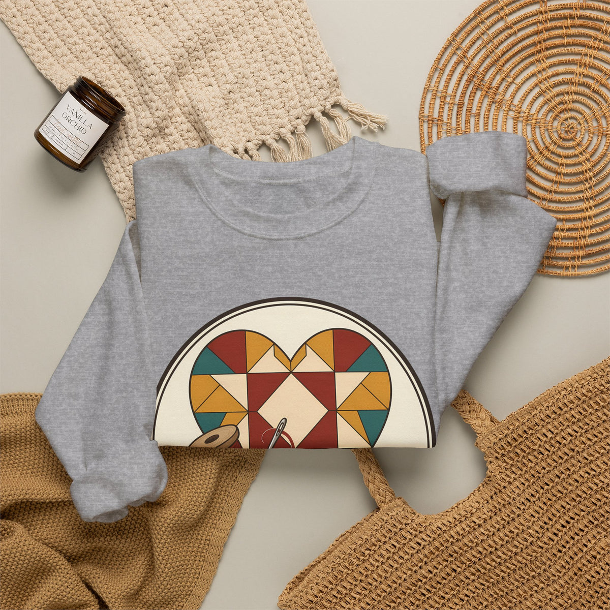Piecing Myself Together Quilting Sweatshirt, Quilt Heart Badge Crewneck, Retro Quilter Gift, Patchwork Lover Sweater
