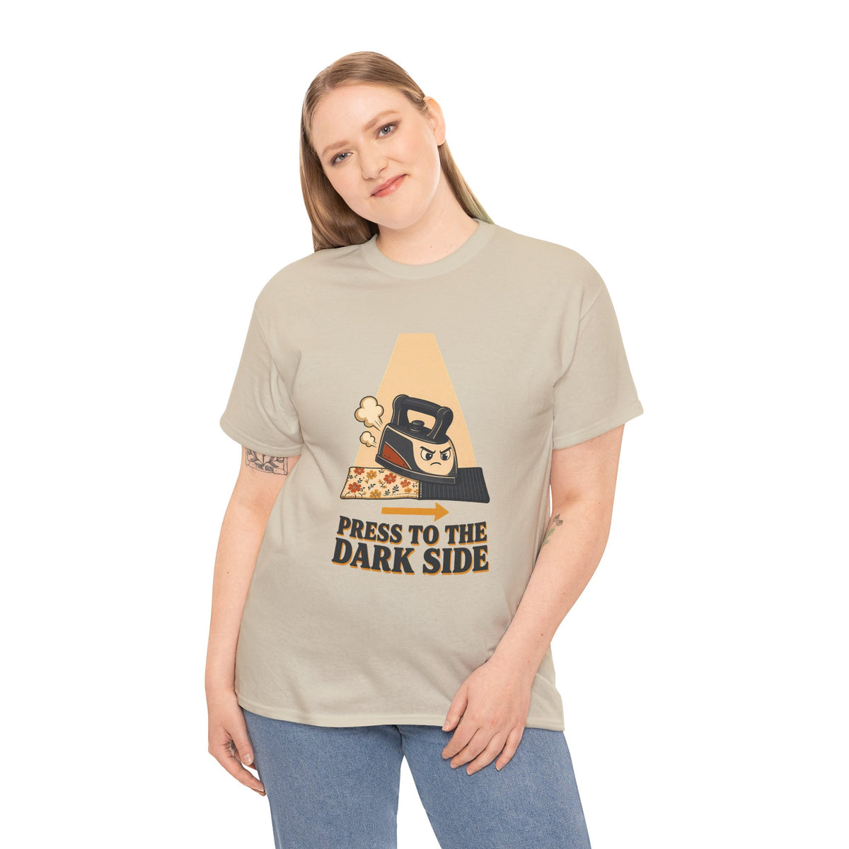 Press to the Dark Side Quilting Plus Size Tee up to 5XL, Funny Iron Seam Pressing Shirt, Quilter Humor Gift
