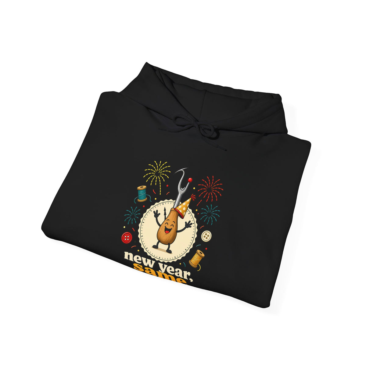 New Year Same Seam Ripper Hoodie, Funny Sewing New Years Hooded Sweatshirt, Quilter Humor Gift, Sewist Party Hoodie