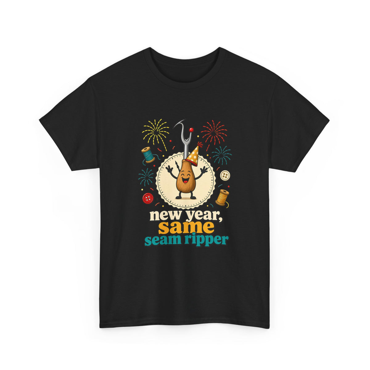 New Year Same Seam Ripper Plus Size Tee up to 5XL, Funny Sewing New Years Shirt, Quilter Humor Gift, Sewist Party Tee