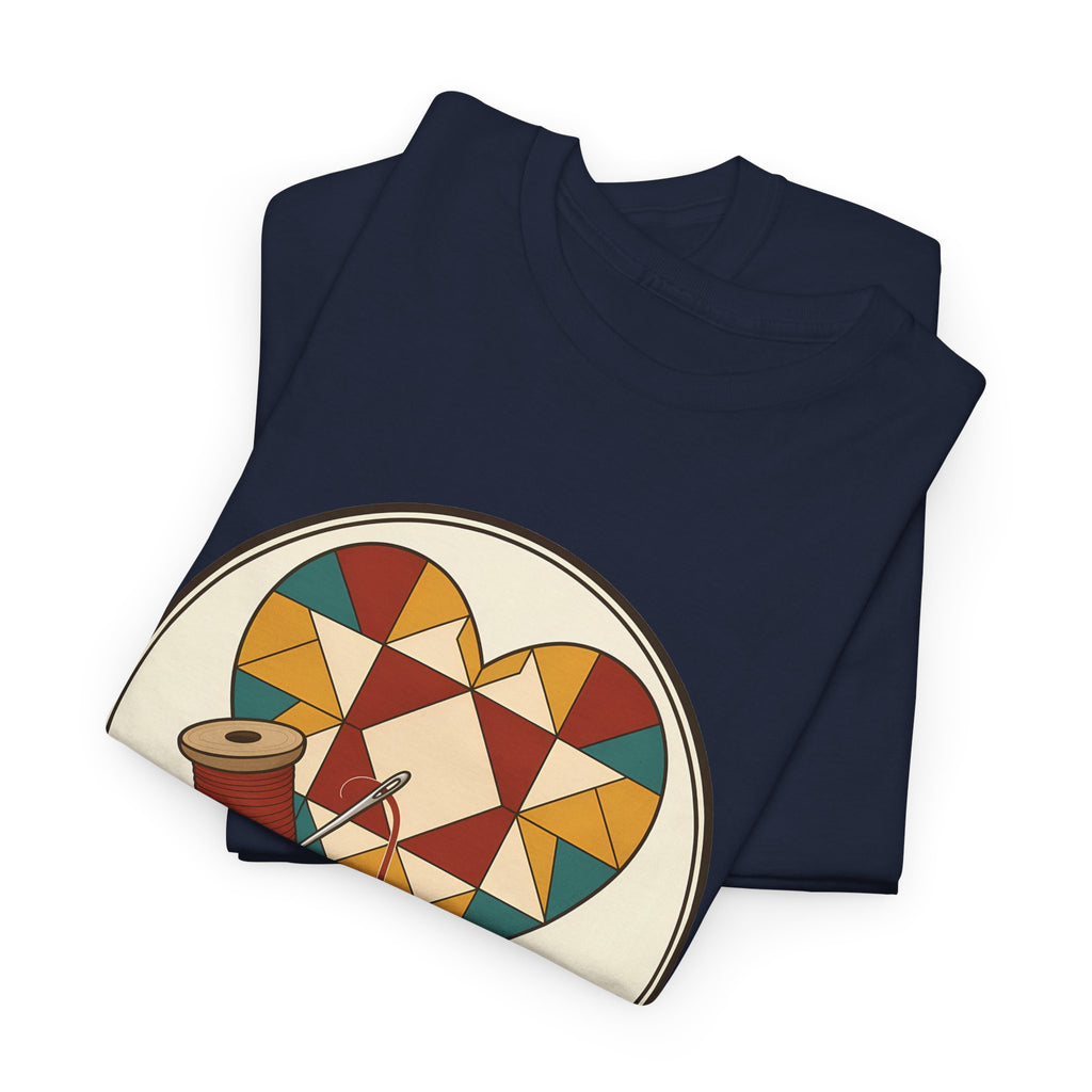 Piecing Myself Together Quilting Plus Size Tee up to 5XL, Quilt Heart Badge Shirt, Retro Quilter Gift, Patchwork Lover