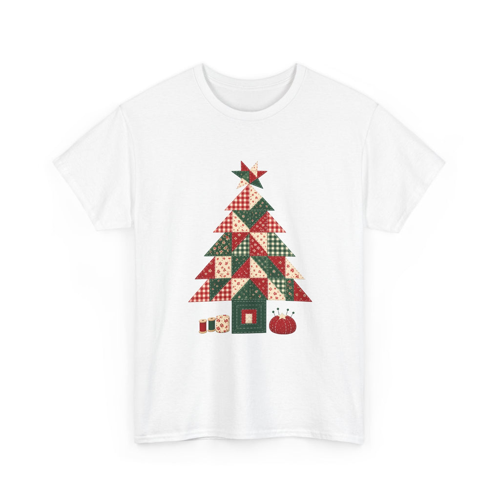 Quilt Block Christmas Tree Plus Size Tee up to 5XL, Patchwork Quilter Holiday Tee or Tote, Gift for Quilters