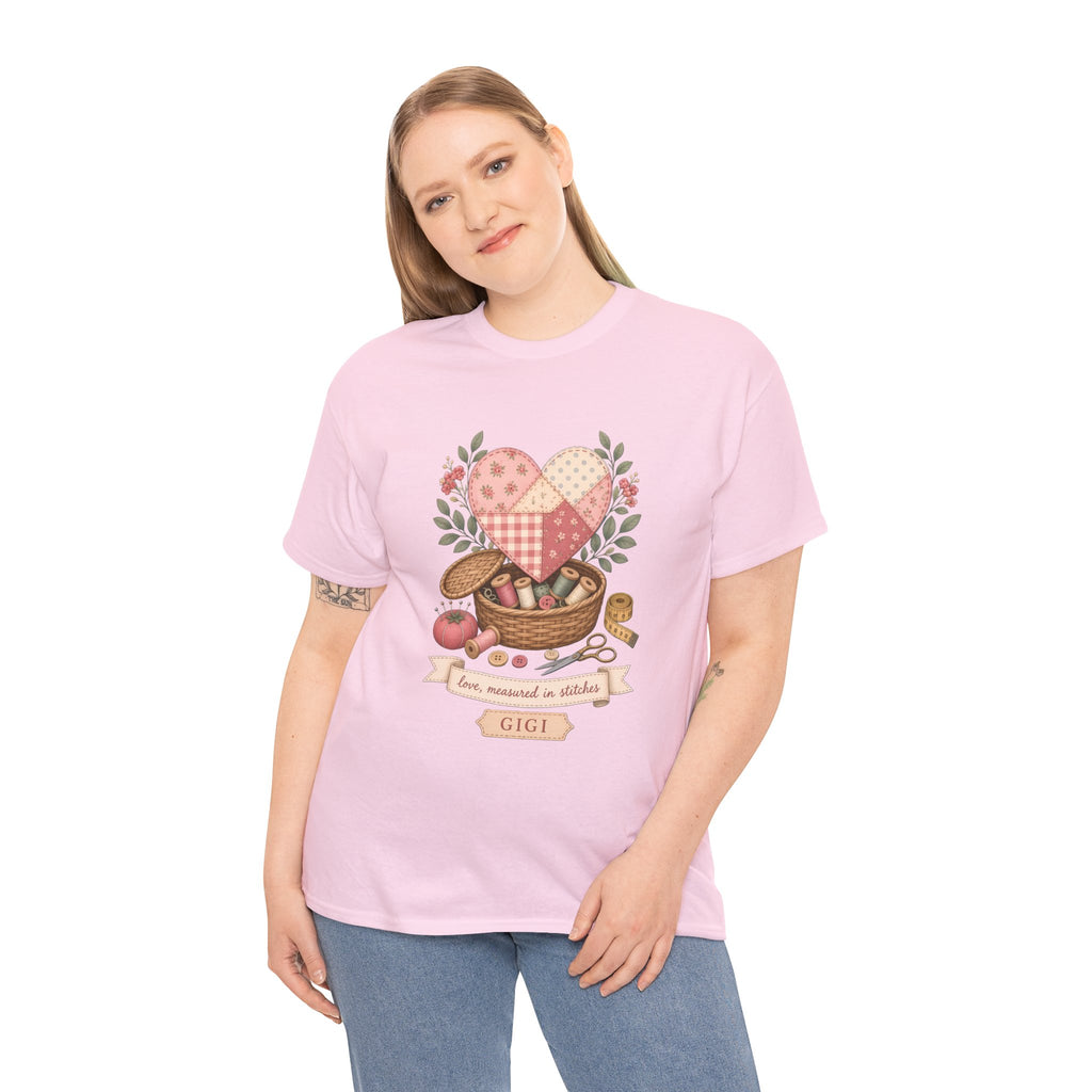Love Measured in Stitches Gigi Plus Size Tee up to 5XL, Sewing Grandma Gift, Personalized Quilting Nana Shirt, Mothers Day Gift