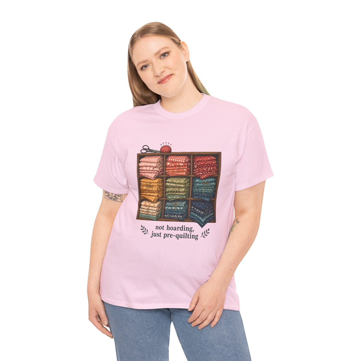 Not Hoarding Just Pre-Quilting Plus Size Tee up to 5XL, Funny Fabric Stash Quilter Gift, Quilting Sewing Room Shirt