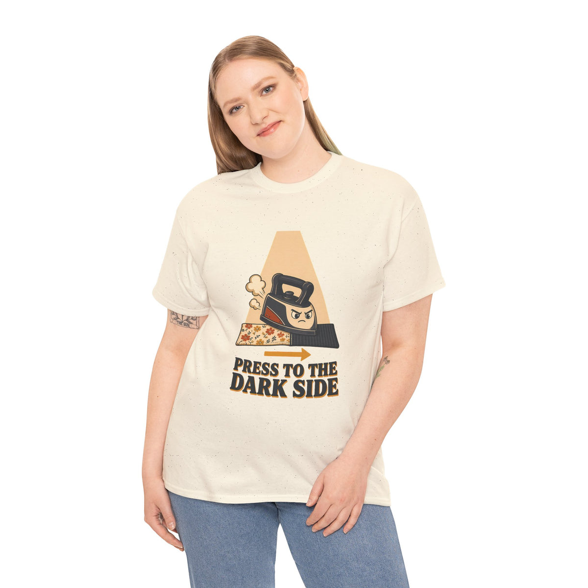 Press to the Dark Side Quilting Plus Size Tee up to 5XL, Funny Iron Seam Pressing Shirt, Quilter Humor Gift