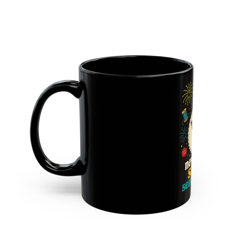 New Year Same Seam Ripper Mug, Funny Quilting Gift, Sewing Humor Black Coffee Mug 11oz 15oz, Quilter Seam Ripper Gift