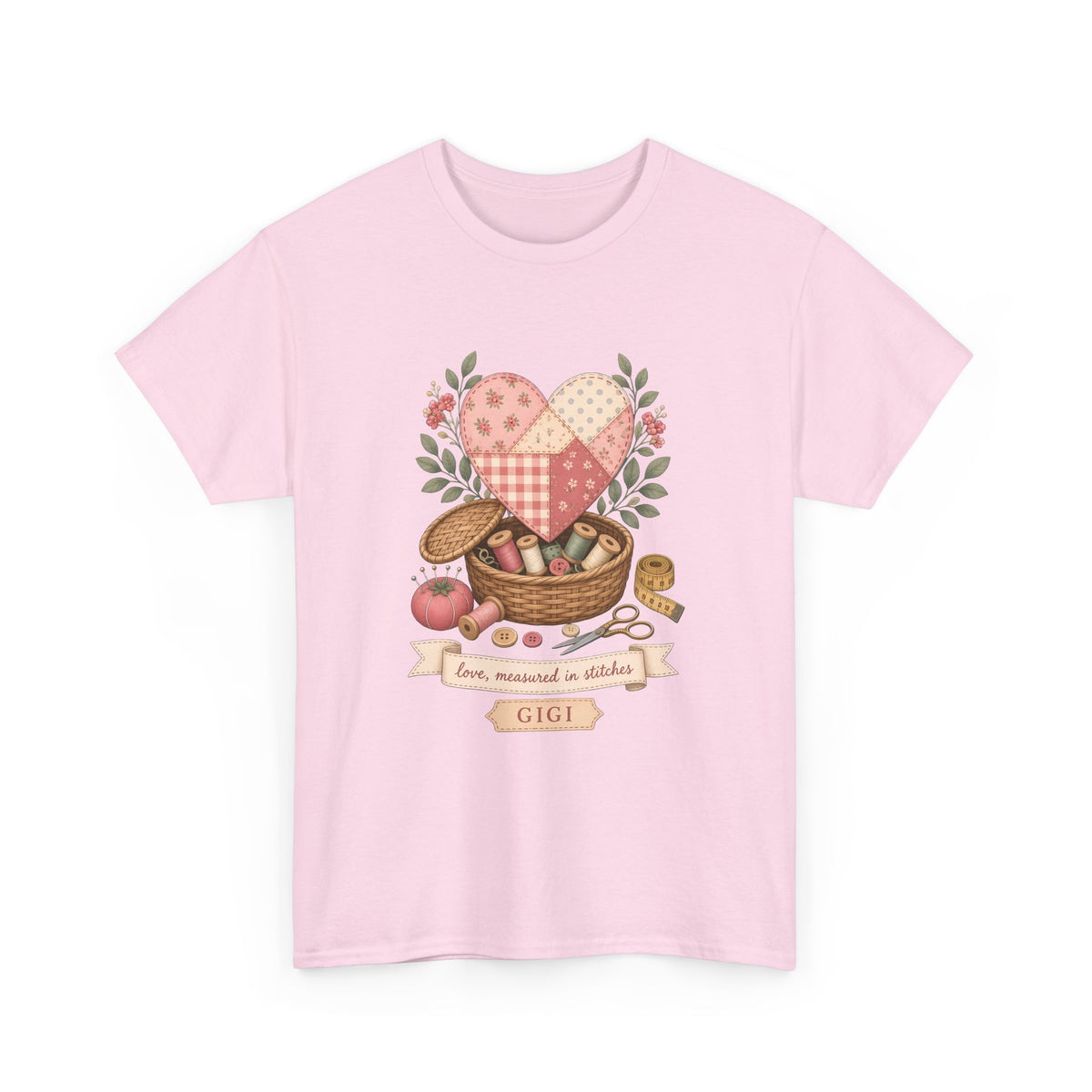 Love Measured in Stitches Gigi Plus Size Tee up to 5XL, Sewing Grandma Gift, Personalized Quilting Nana Shirt, Mothers Day Gift