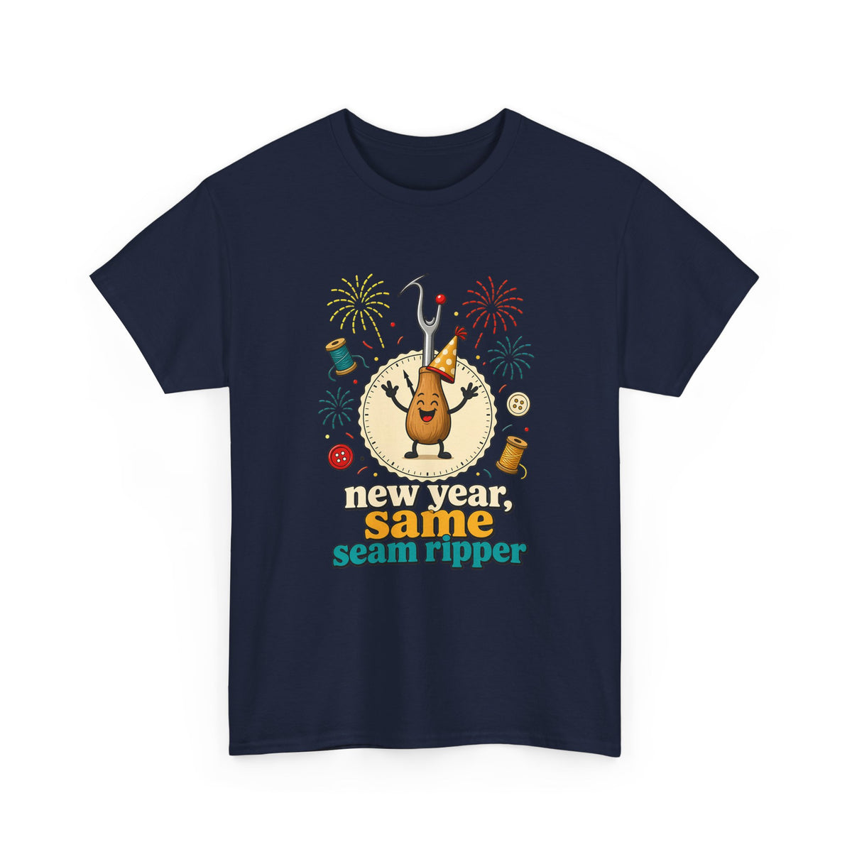 New Year Same Seam Ripper Plus Size Tee up to 5XL, Funny Sewing New Years Shirt, Quilter Humor Gift, Sewist Party Tee