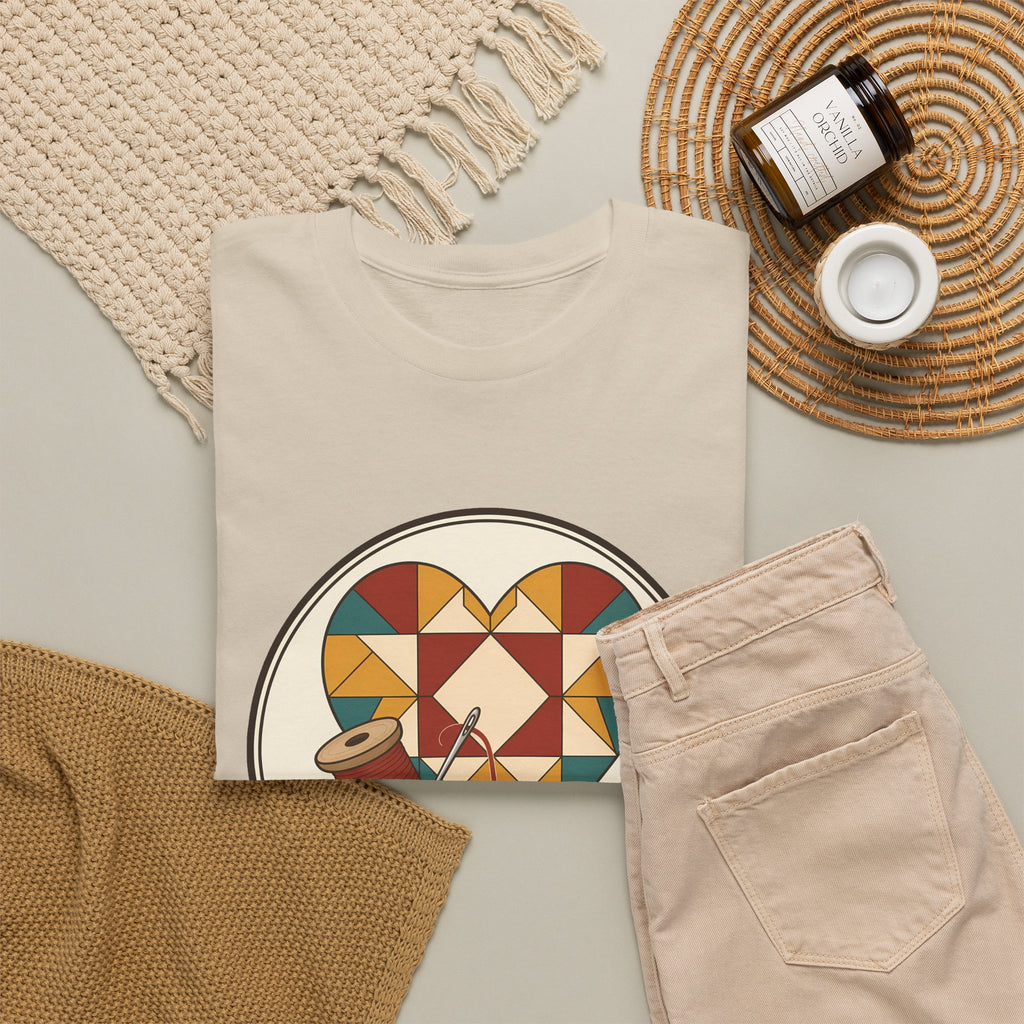 Piecing Myself Together Quilting Plus Size Tee up to 5XL, Quilt Heart Badge Shirt, Retro Quilter Gift, Patchwork Lover
