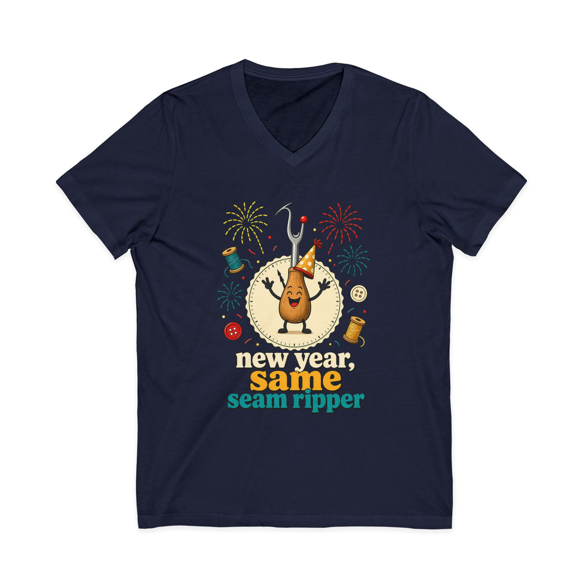 New Year Same Seam Ripper V-Neck Shirt, Funny Sewing New Years Tee, Quilter Humor Gift, Sewist Party Shirt or Tote