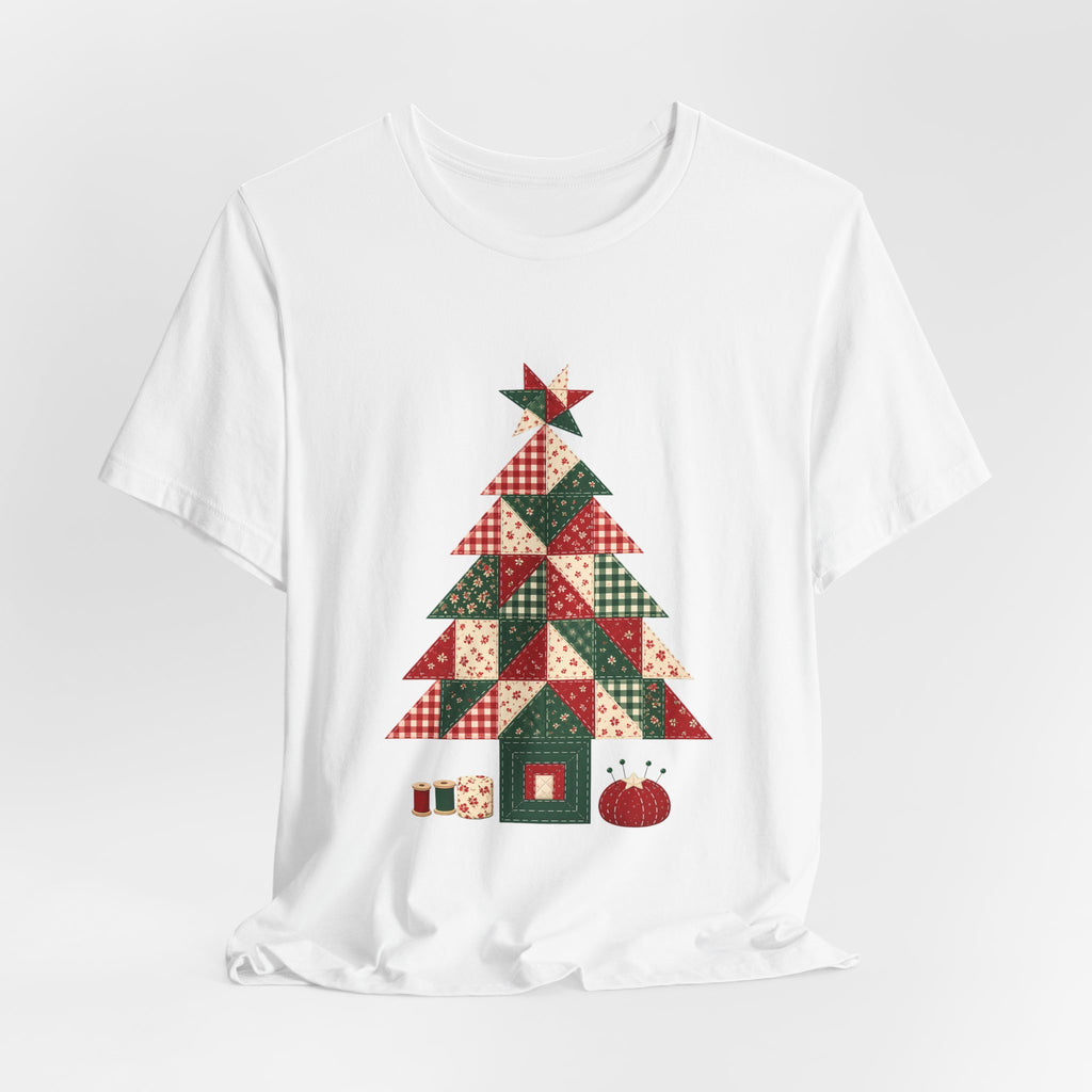 Quilt Block Christmas Tree Shirt, Patchwork Quilter Holiday Tee or Tote, Gift for Quilters, Sewing Christmas Sweatshirt