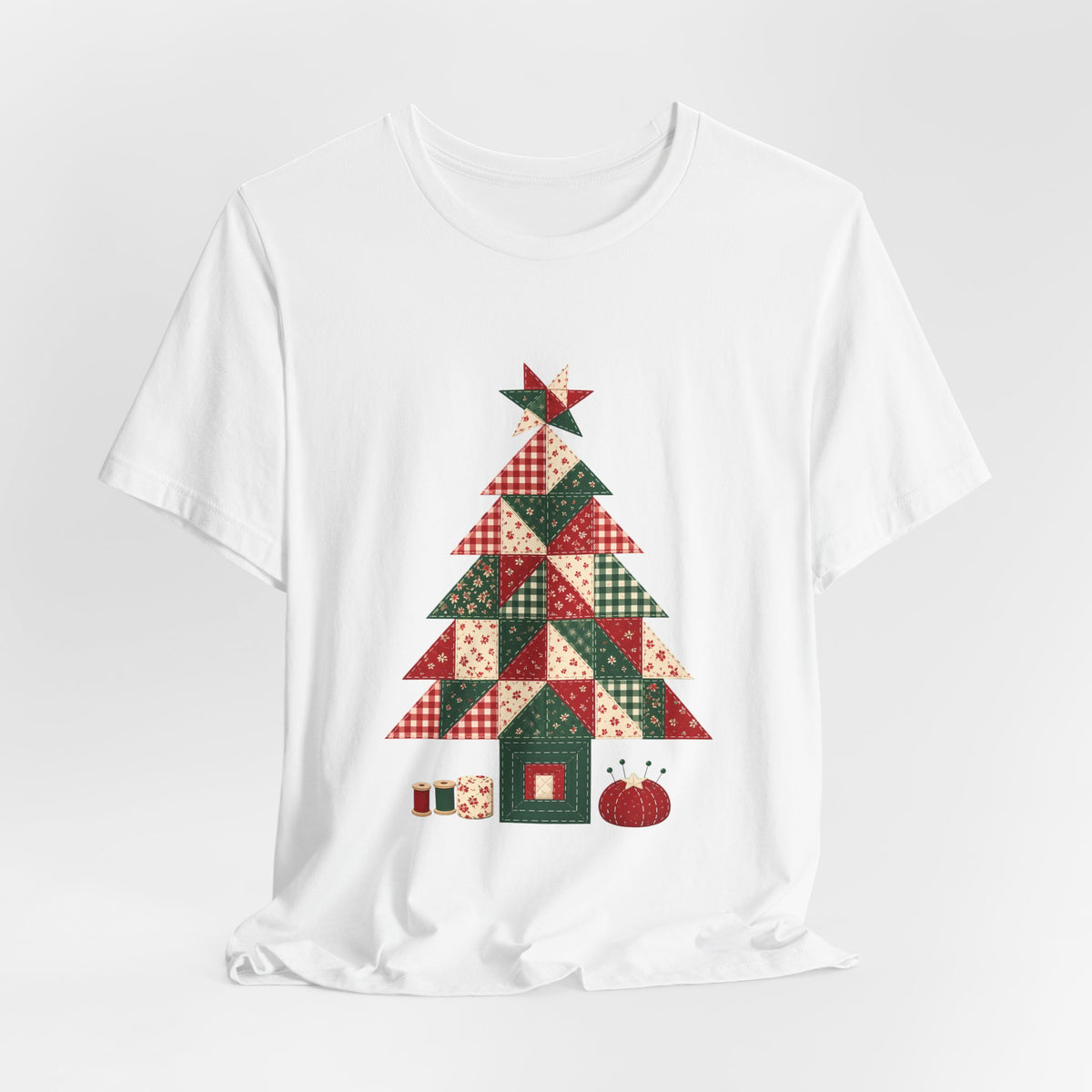 Quilt Block Christmas Tree Shirt, Patchwork Quilter Holiday Tee or Tote, Gift for Quilters, Sewing Christmas Sweatshirt