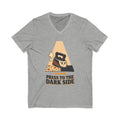 Press to the Dark Side Quilting V-Neck Shirt, Funny Iron Seam Pressing Tee, Quilter Humor Gift, Sewing Tote Bag