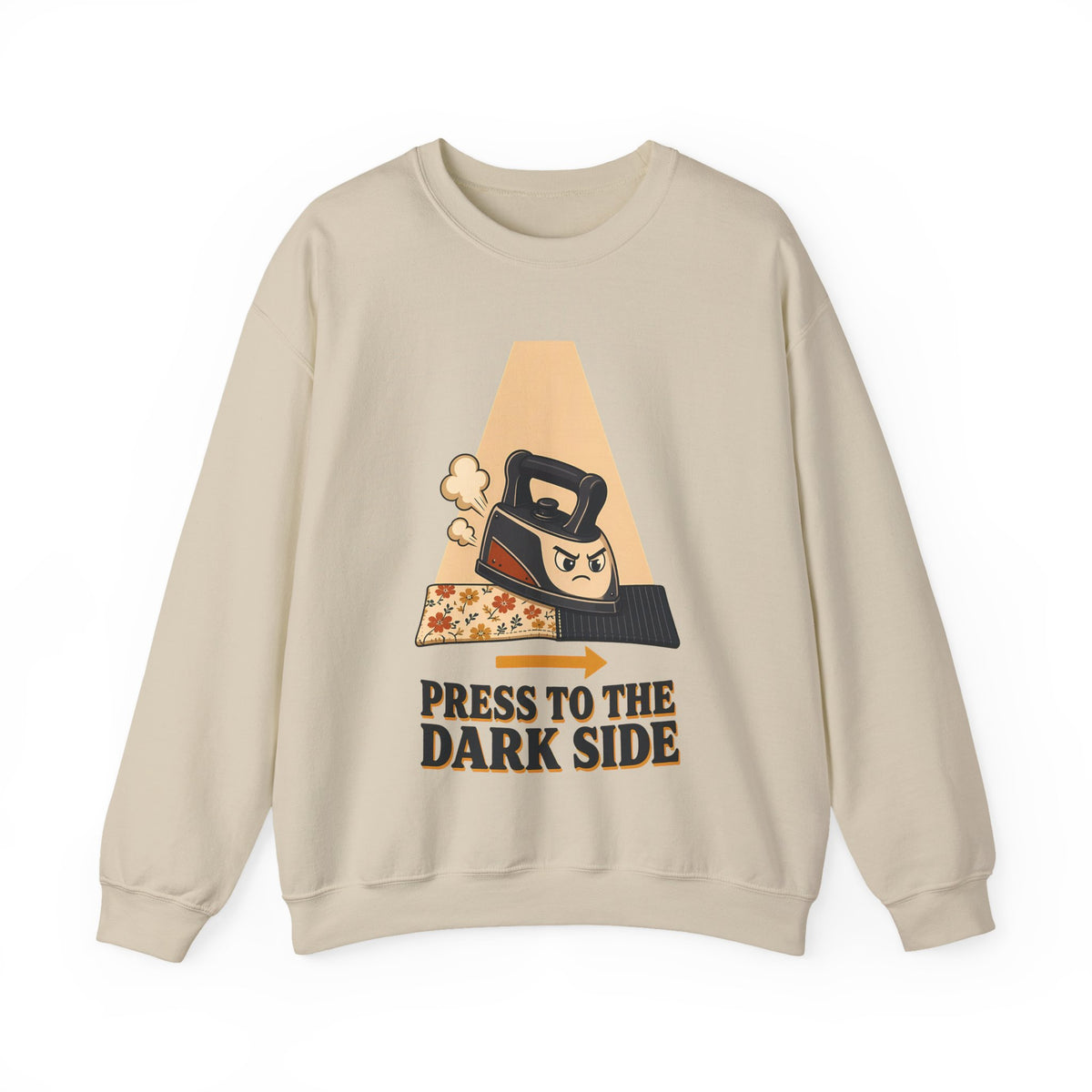 Press to the Dark Side Quilting Sweatshirt, Funny Iron Seam Pressing Crewneck, Quilter Humor Gift, Sewing Sweater