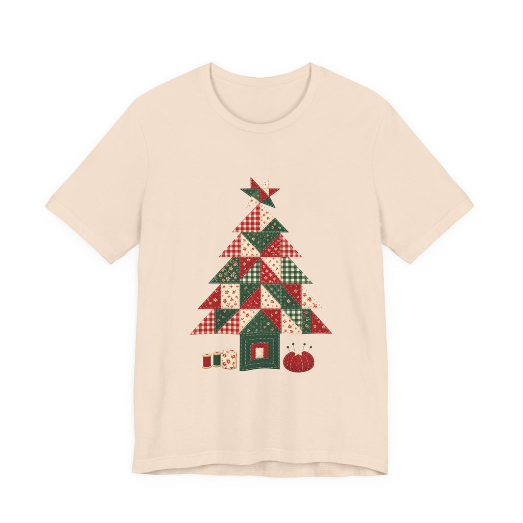 Quilt Block Christmas Tree Shirt, Patchwork Quilter Holiday Tee or Tote, Gift for Quilters, Sewing Christmas Sweatshirt