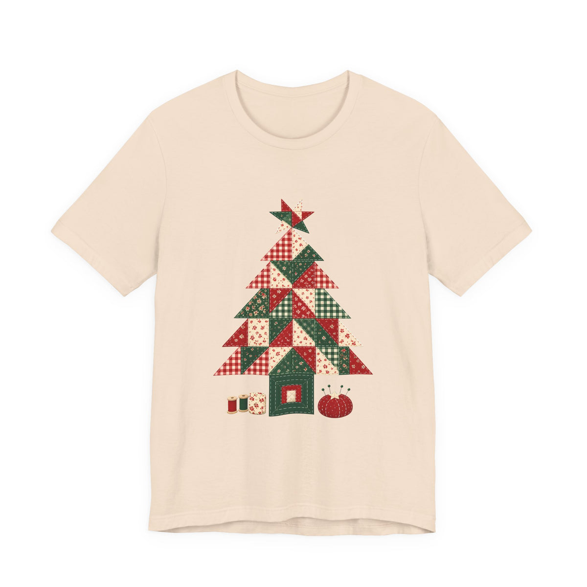 Quilt Block Christmas Tree Shirt, Patchwork Quilter Holiday Tee or Tote, Gift for Quilters, Sewing Christmas Sweatshirt