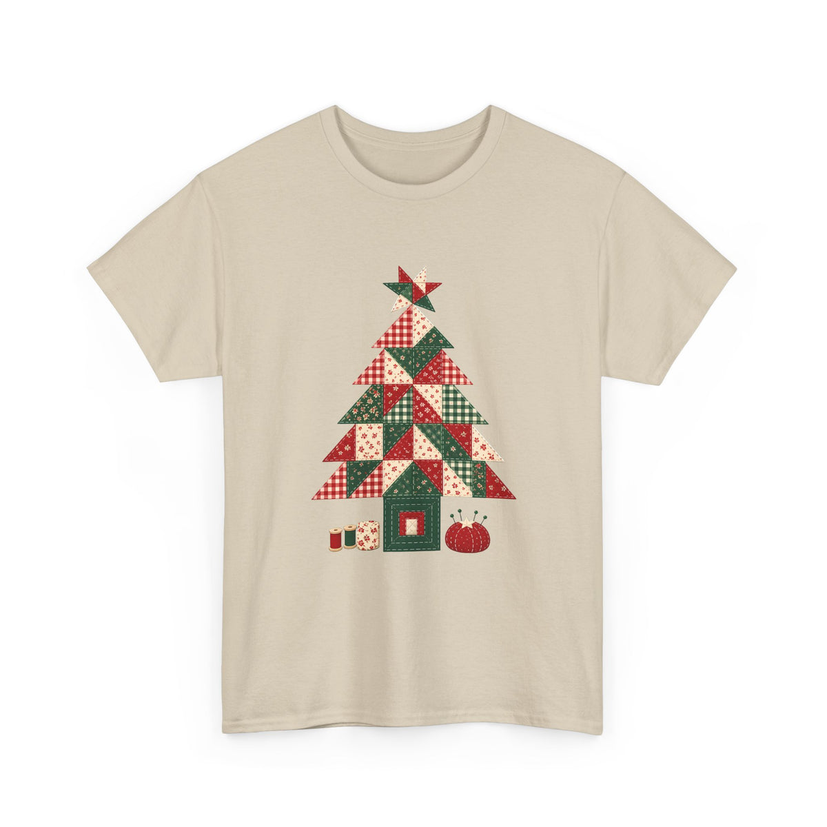 Quilt Block Christmas Tree Plus Size Tee up to 5XL, Patchwork Quilter Holiday Tee or Tote, Gift for Quilters