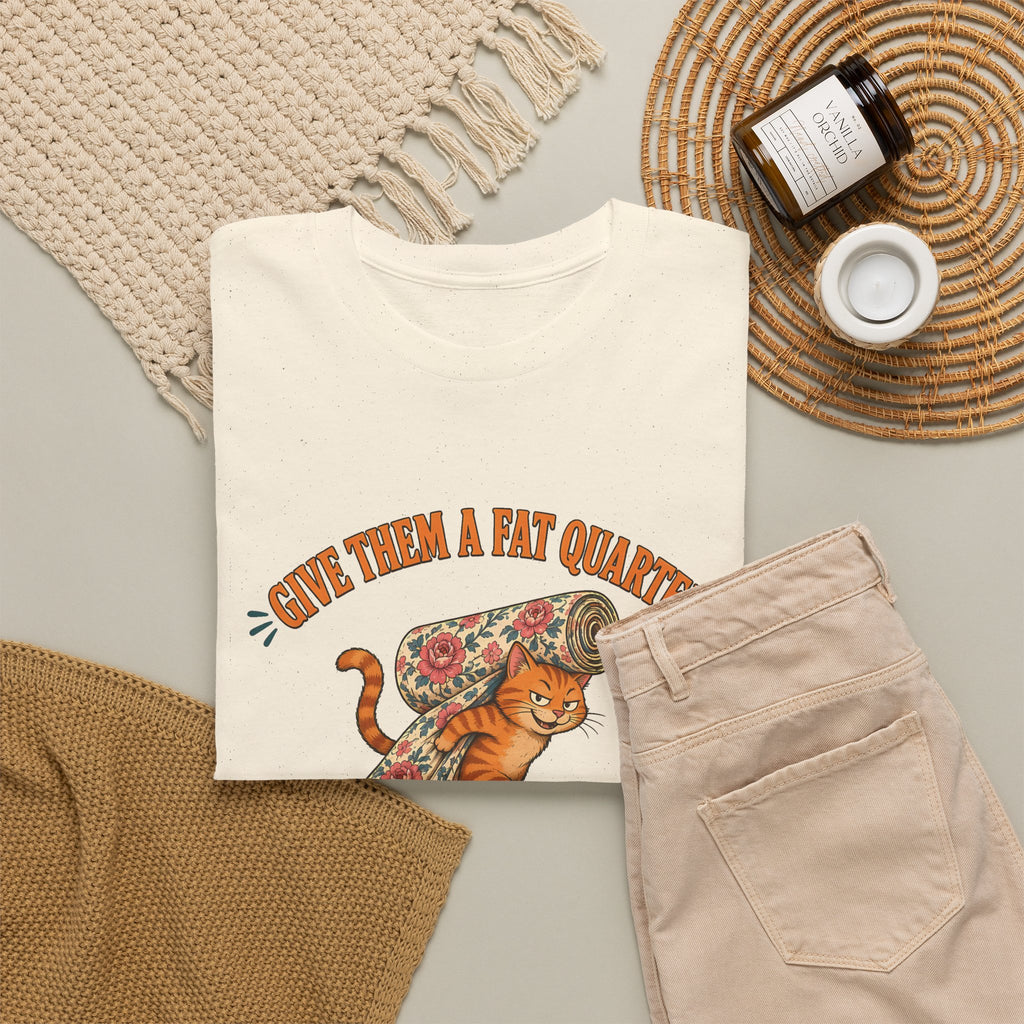 Give Them a Fat Quarter They Will Take a Yard Plus Size Tee up to 5XL, Funny Cat Quilting Shirt, Quilter Gift