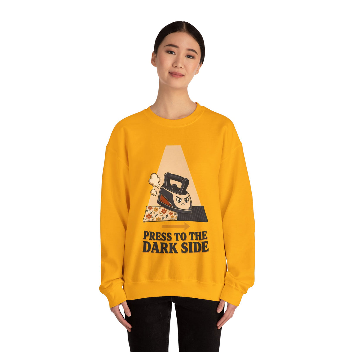 Press to the Dark Side Quilting Sweatshirt, Funny Iron Seam Pressing Crewneck, Quilter Humor Gift, Sewing Sweater