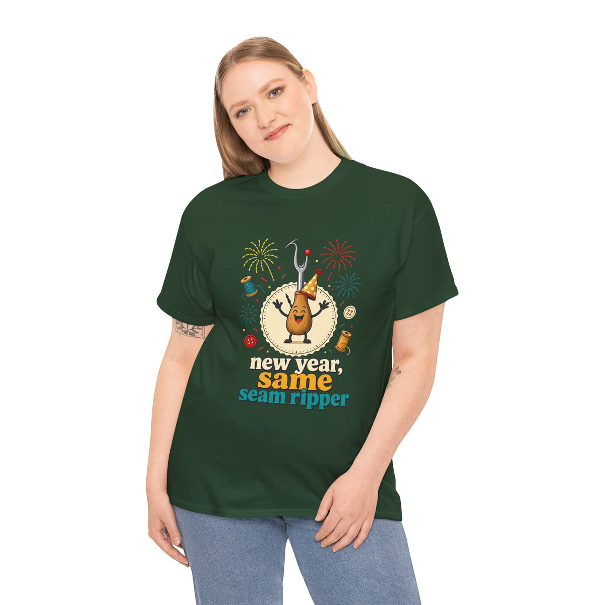 New Year Same Seam Ripper Plus Size Tee up to 5XL, Funny Sewing New Years Shirt, Quilter Humor Gift, Sewist Party Tee