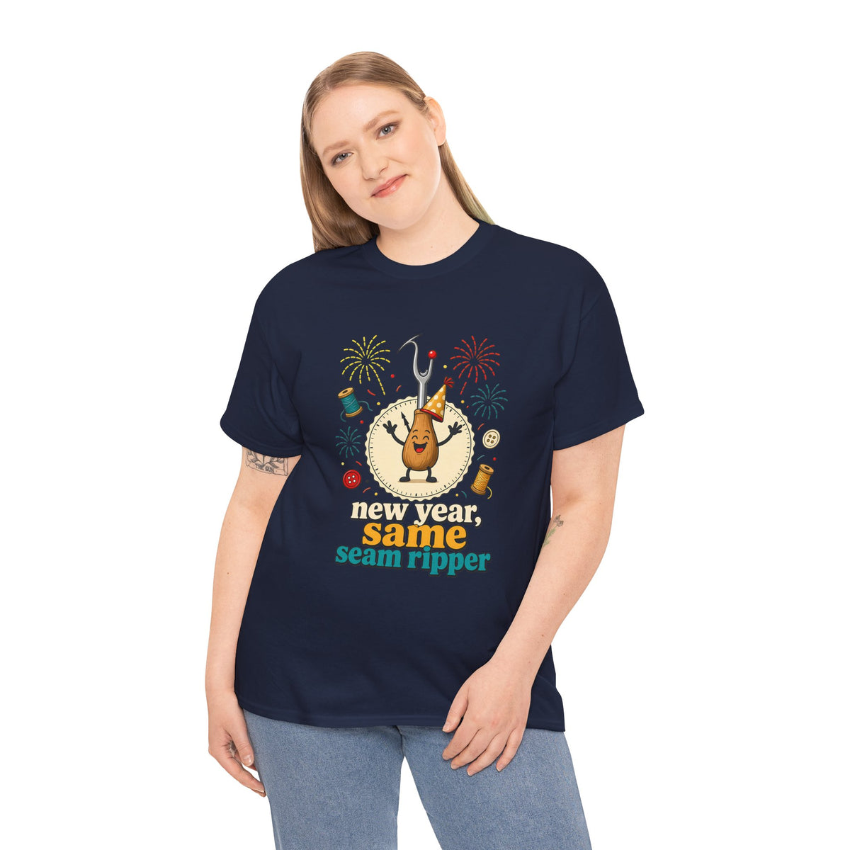New Year Same Seam Ripper Plus Size Tee up to 5XL, Funny Sewing New Years Shirt, Quilter Humor Gift, Sewist Party Tee