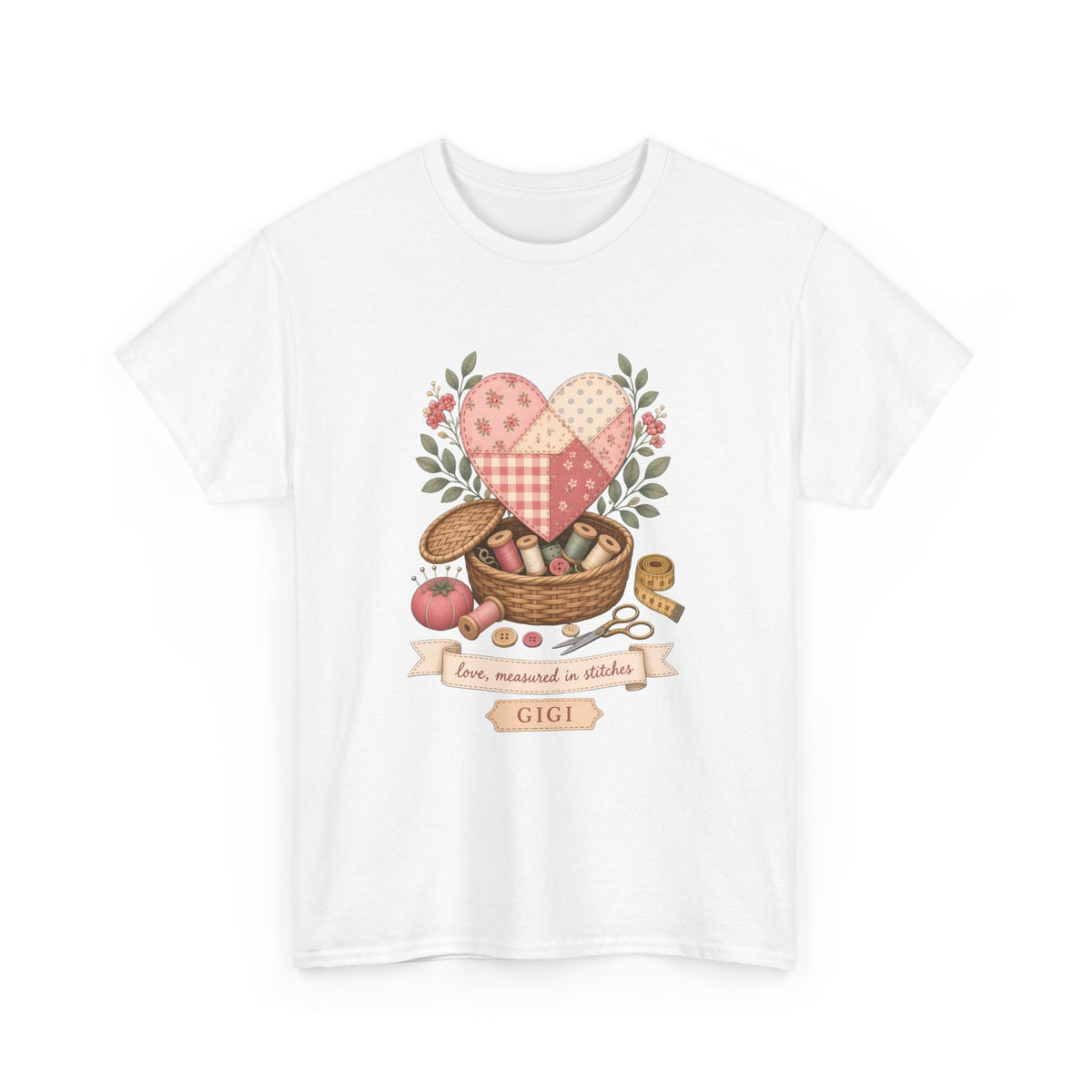 Love Measured in Stitches Gigi Plus Size Tee up to 5XL, Sewing Grandma Gift, Personalized Quilting Nana Shirt, Mothers Day Gift