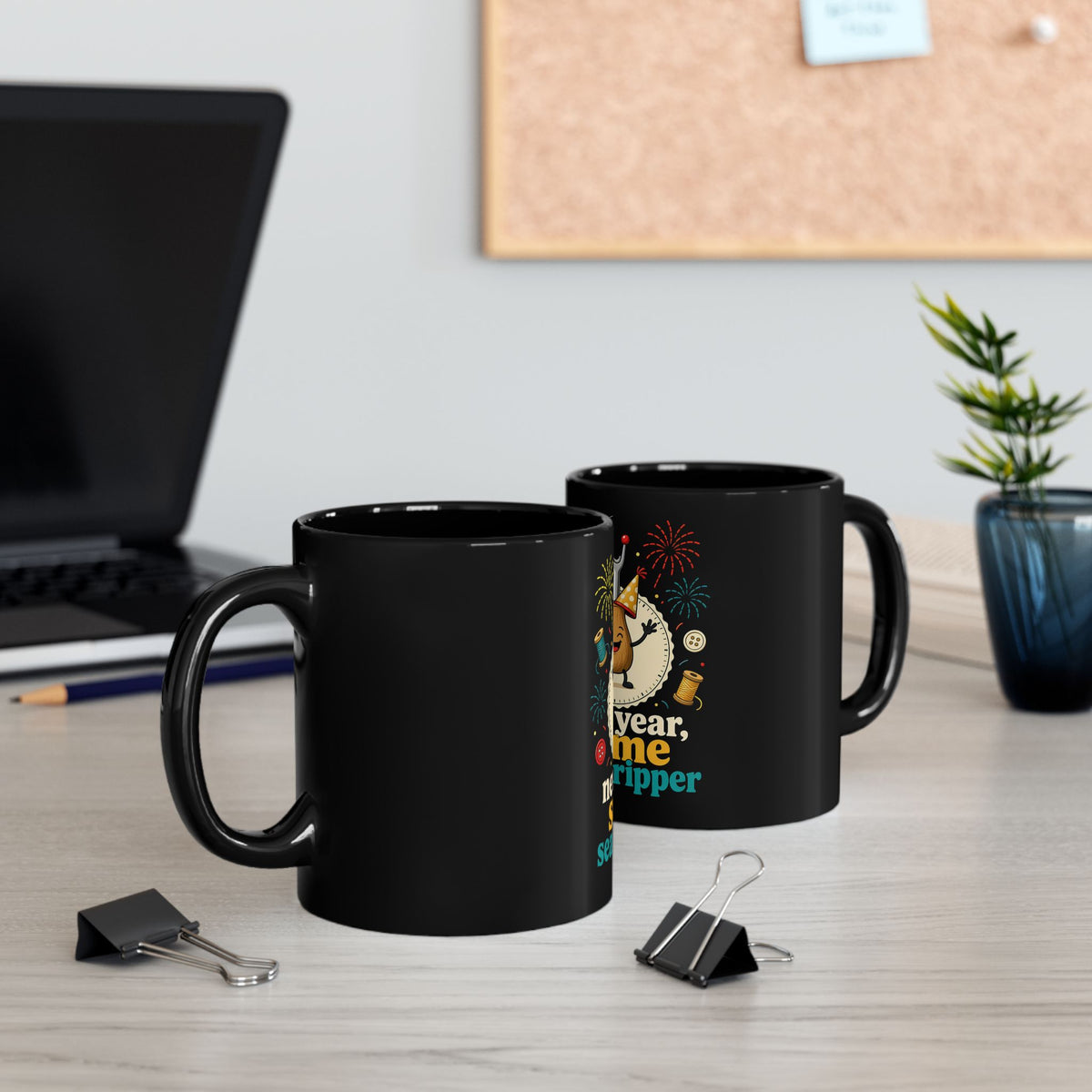 New Year Same Seam Ripper Mug, Funny Quilting Gift, Sewing Humor Black Coffee Mug 11oz 15oz, Quilter Seam Ripper Gift
