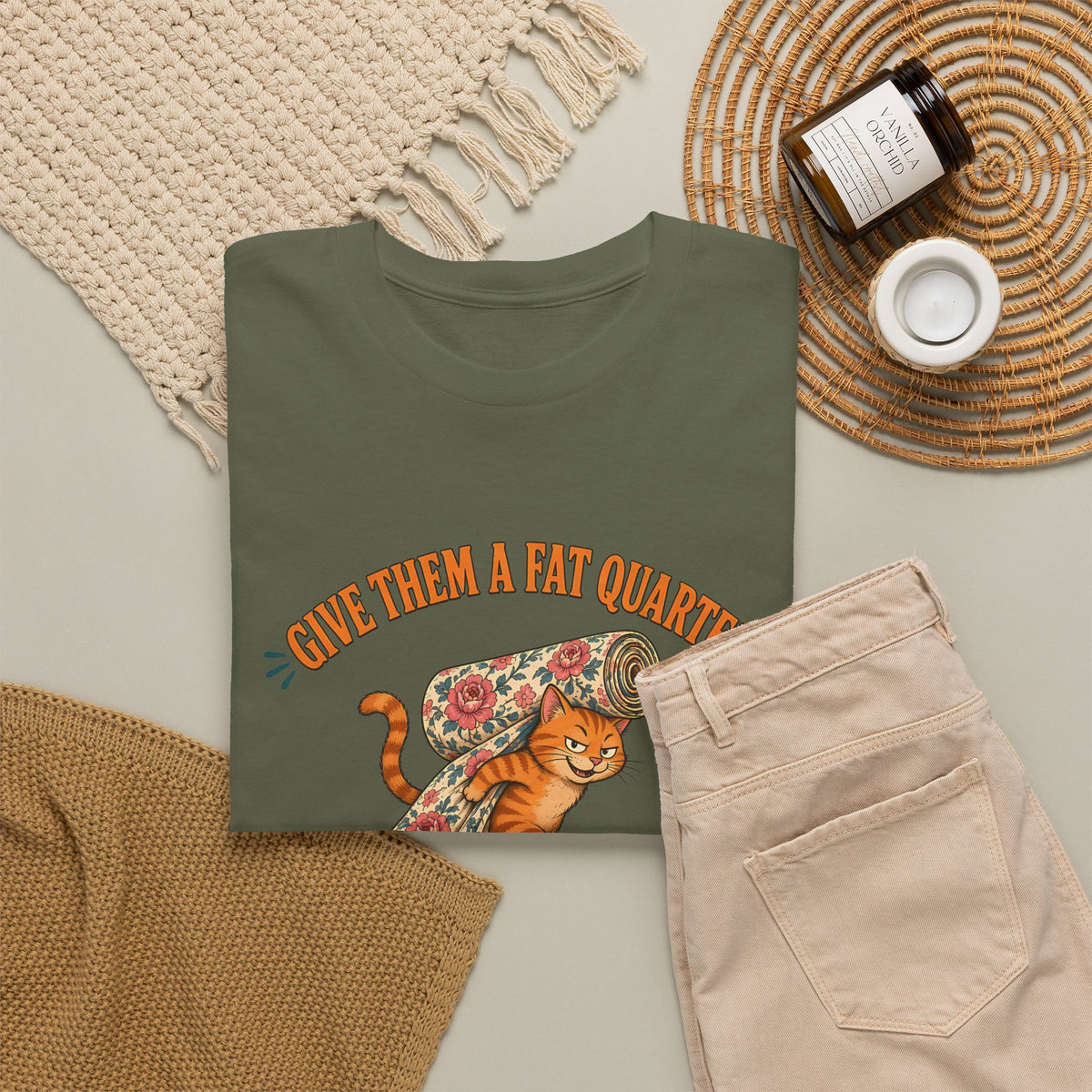 Give Them a Fat Quarter They Will Take a Yard Plus Size Tee up to 5XL, Funny Cat Quilting Shirt, Quilter Gift