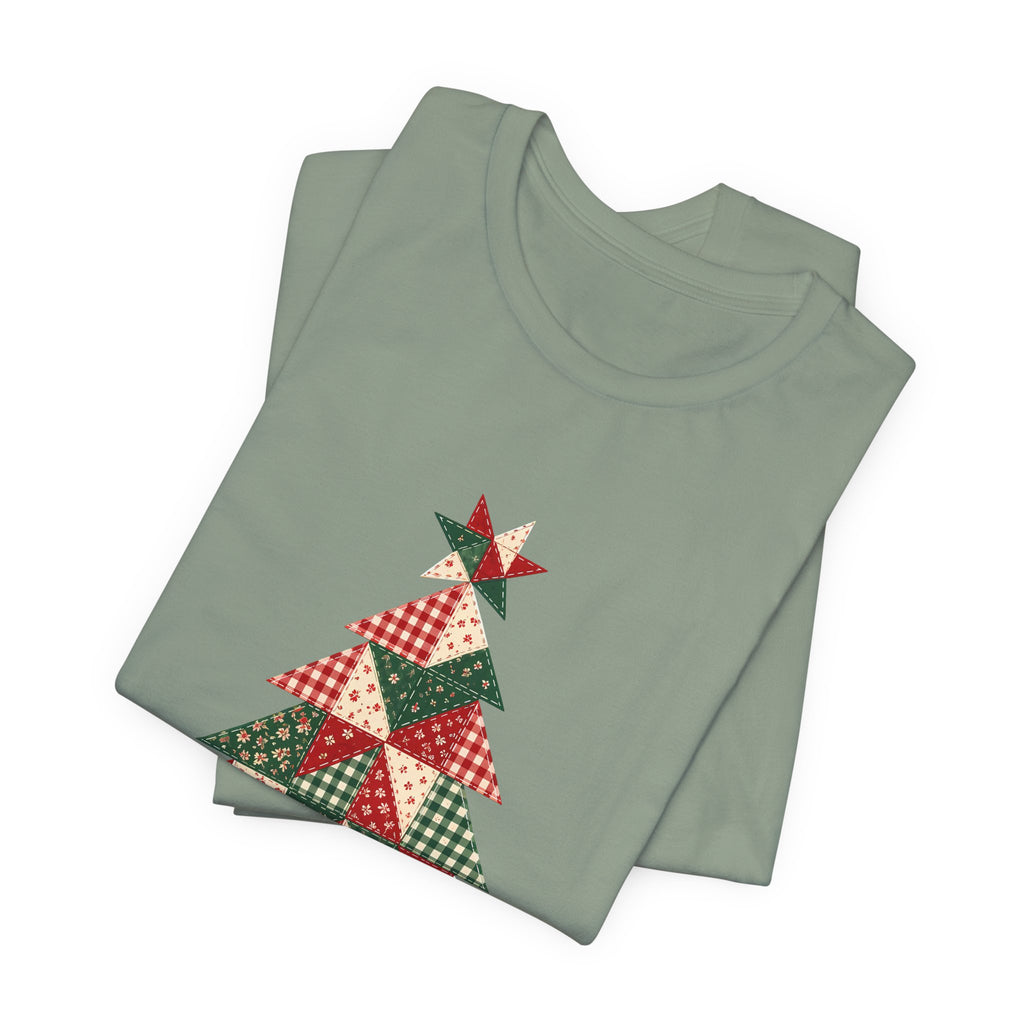 Quilt Block Christmas Tree Shirt, Patchwork Quilter Holiday Tee or Tote, Gift for Quilters, Sewing Christmas Sweatshirt