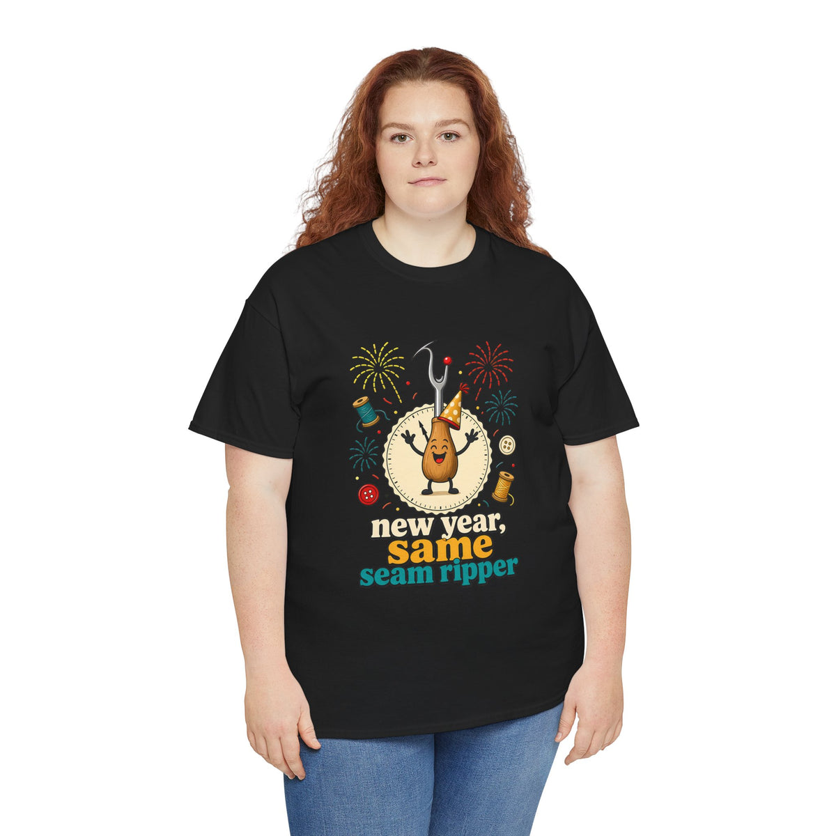 New Year Same Seam Ripper Plus Size Tee up to 5XL, Funny Sewing New Years Shirt, Quilter Humor Gift, Sewist Party Tee