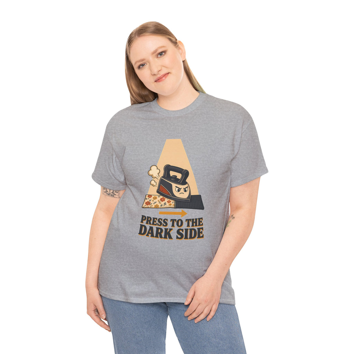 Press to the Dark Side Quilting Plus Size Tee up to 5XL, Funny Iron Seam Pressing Shirt, Quilter Humor Gift
