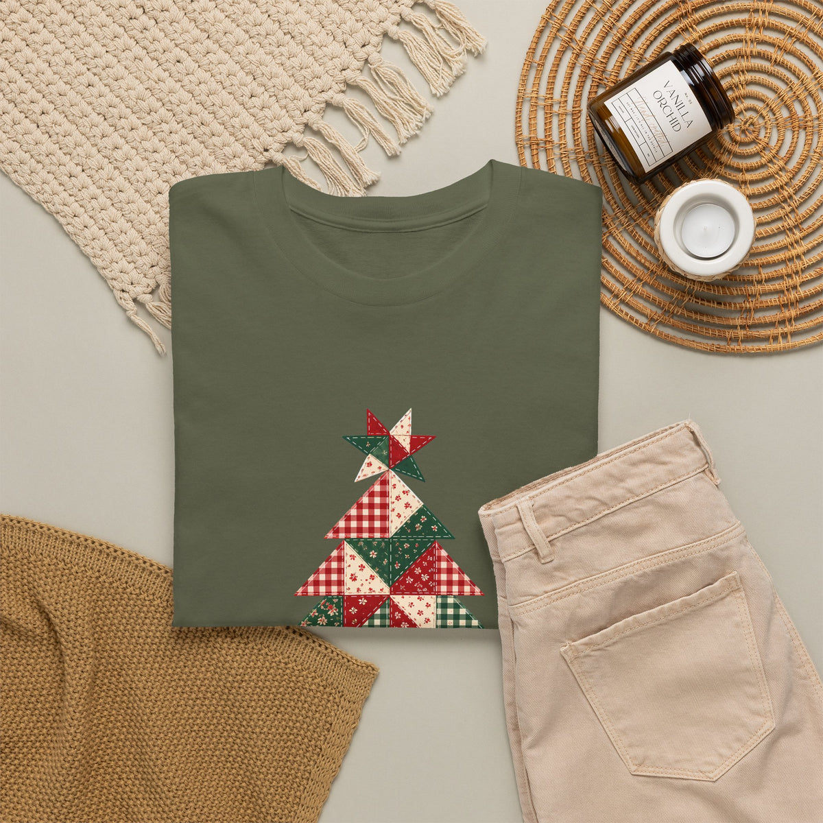 Quilt Block Christmas Tree Plus Size Tee up to 5XL, Patchwork Quilter Holiday Tee or Tote, Gift for Quilters