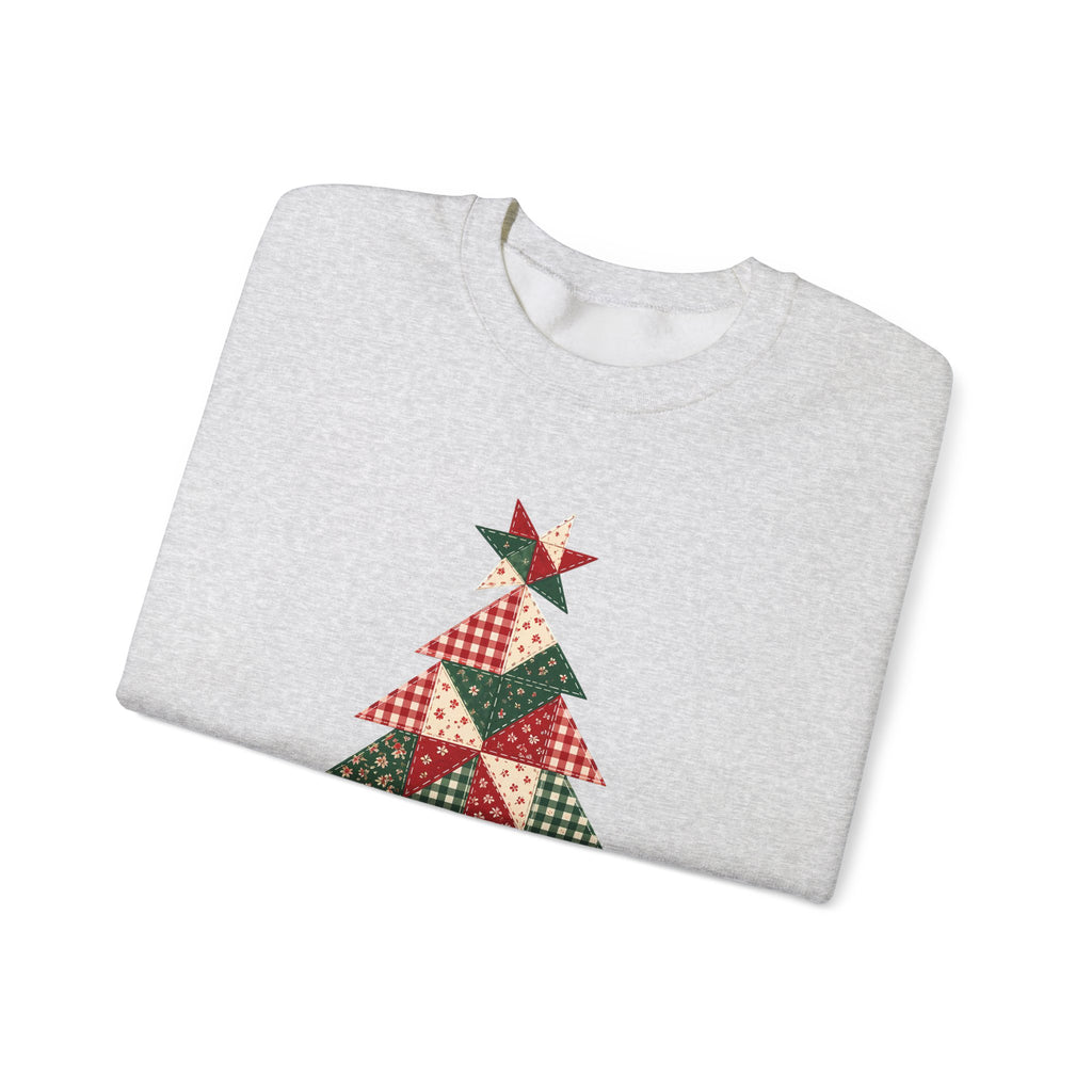 Quilt Block Christmas Tree Sweatshirt, Patchwork Quilter Holiday Crewneck, Gift for Quilters, Sewing Christmas Sweater